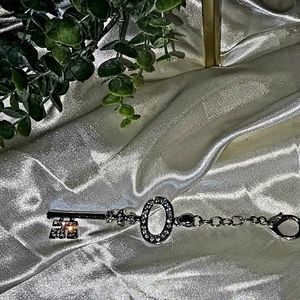 Crystal and Silver Antique Key Keychain/Charm